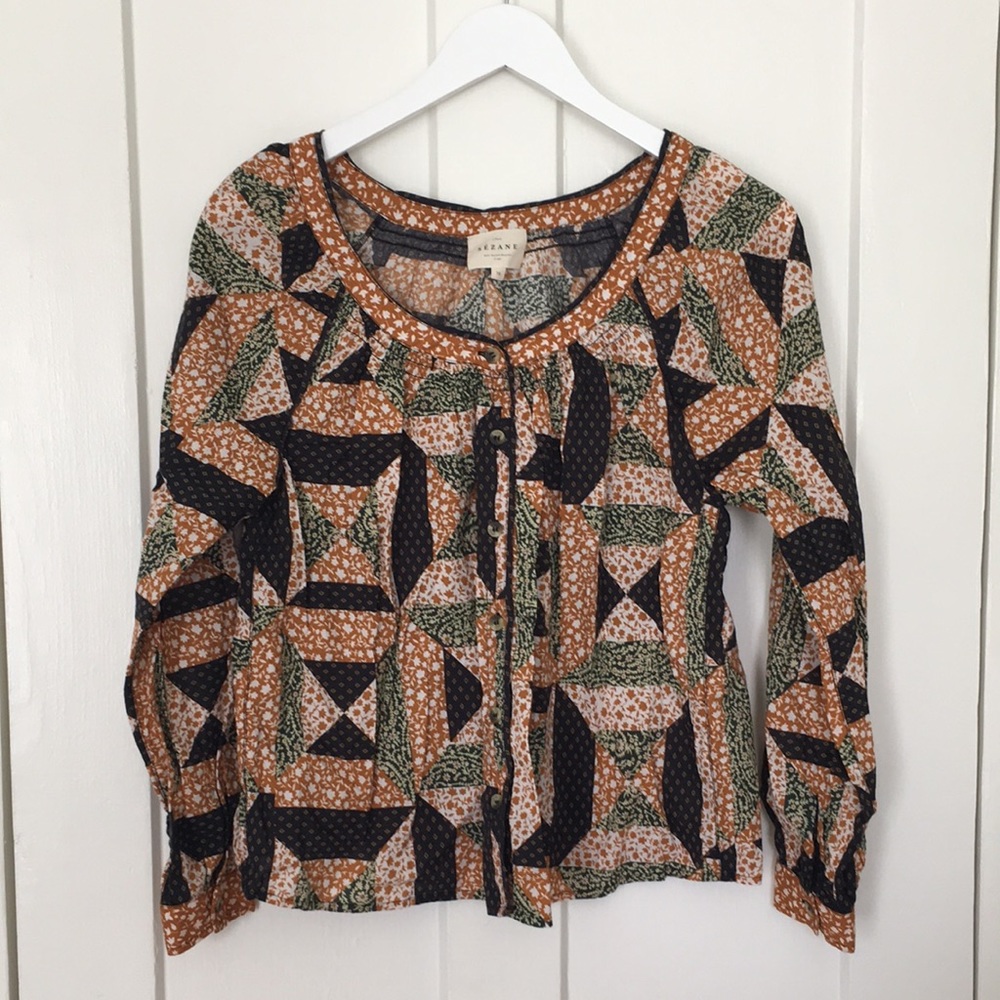 Sezane patchwork cotton blouse